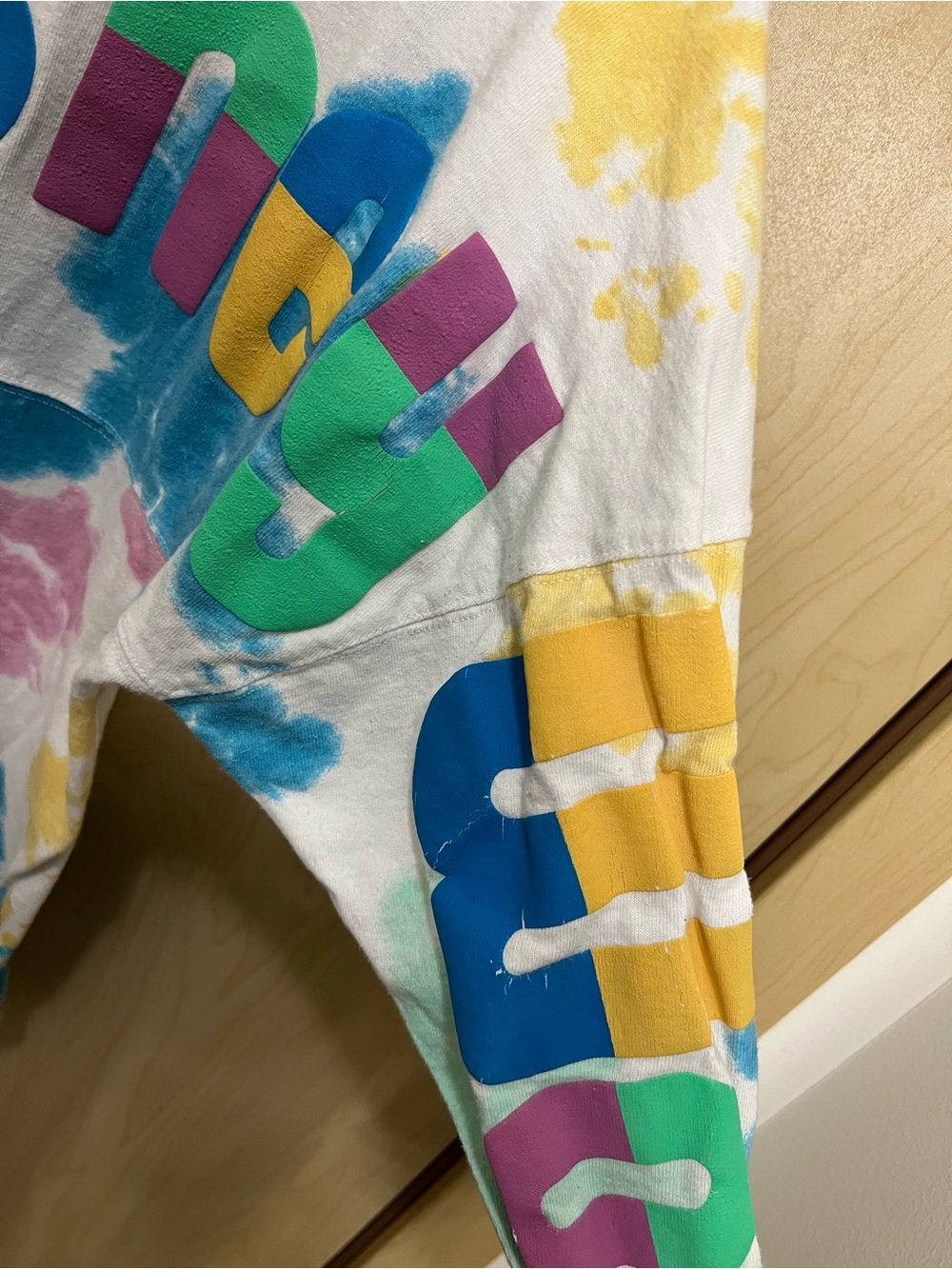 Walt Disney Spirit Jersey Shirt Womens Small White Colorful Tie Dye Lemon Mickey - Picture 4 of 6